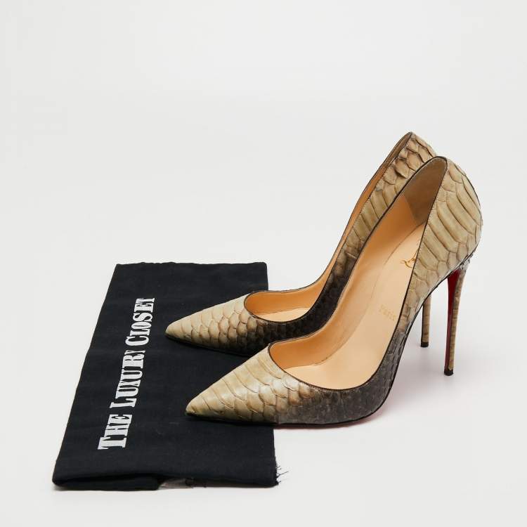 Pre Owned Christian Louboutin Two Tone Python  So Kate Pumps Size 40.5