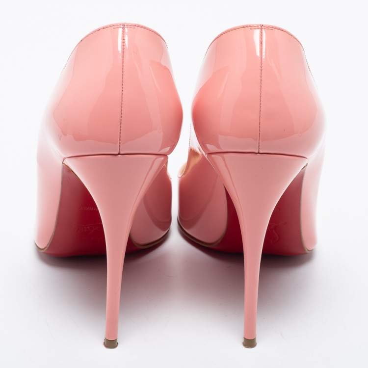 Pre Owned Christian Louboutin Pink Patent Leather Pigalle Pointed Toe Pumps Size 38