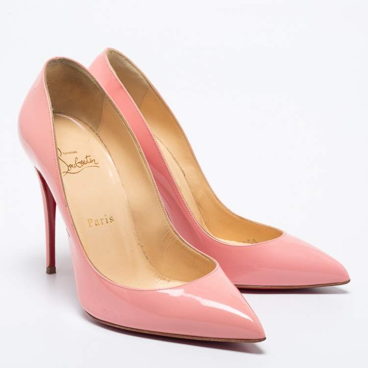 Pre Owned Christian Louboutin Pink Patent Leather Pigalle Pointed Toe Pumps Size 38