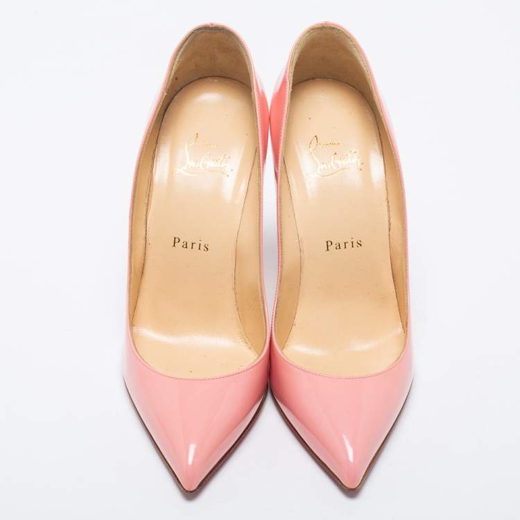 Pre Owned Christian Louboutin Pink Patent Leather Pigalle Pointed Toe Pumps Size 38