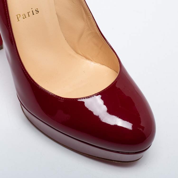 Pre Owned Christian Louboutin Burgundy Patent Leather Bianca Pumps Size 39