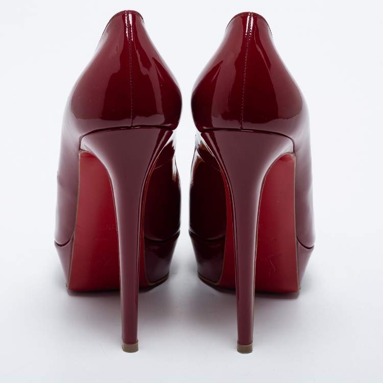 Pre Owned Christian Louboutin Burgundy Patent Leather Bianca Pumps Size 39