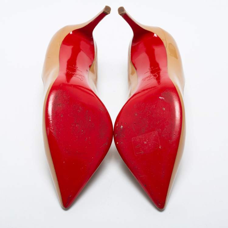 Pre Owned Christian Louboutin Beige Patent Leather Pigalle Pumps Size 41