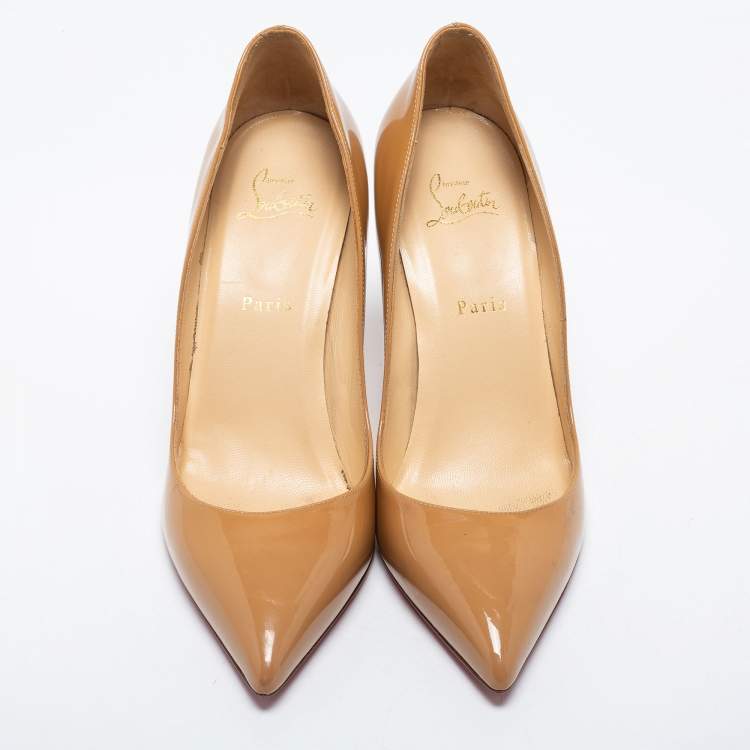 Pre Owned Christian Louboutin Beige Patent Leather Pigalle Pumps Size 41