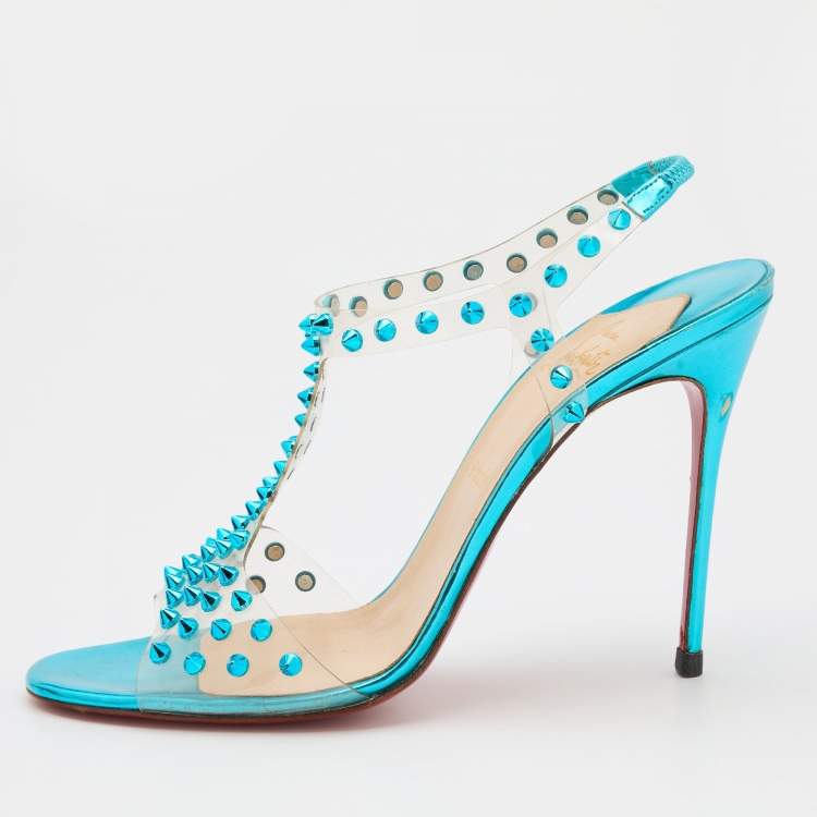 Christian Louboutin Transparent/Turquoise PVC and Leather Spike J ...