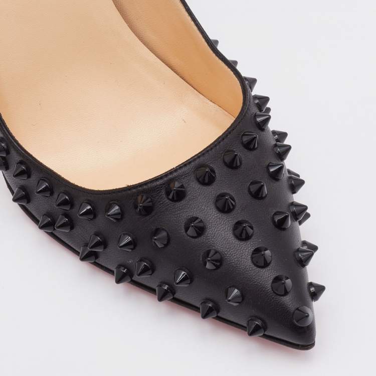 Pre Owned Christian Louboutin Black Leather Pigalle Spikes Pumps Size 42