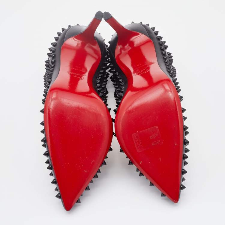 Pre Owned Christian Louboutin Black Leather Pigalle Spikes Pumps Size 42