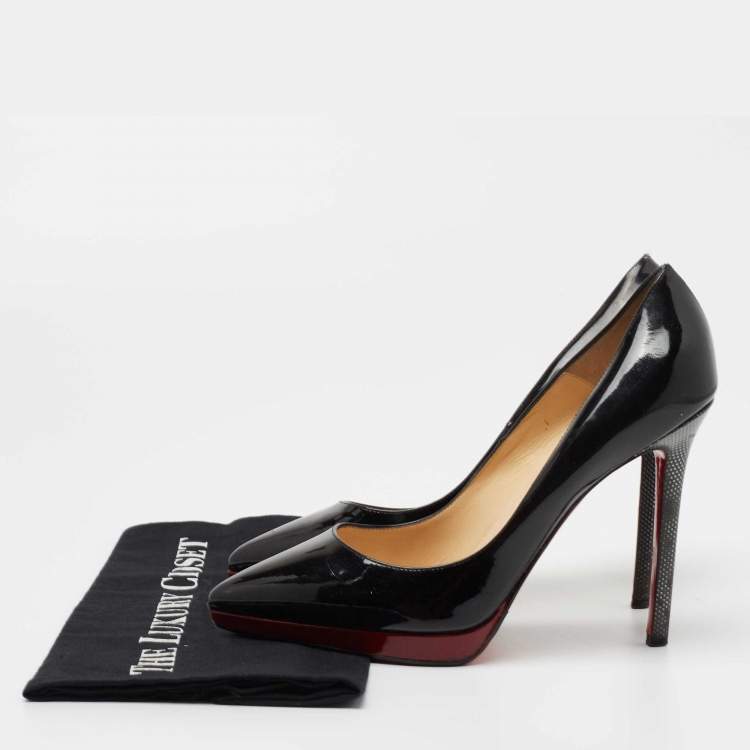 Pre Owned Christian Louboutin Black Patent Leather Pigalle Plato Pumps Size 39