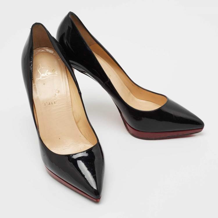 Pre Owned Christian Louboutin Black Patent Leather Pigalle Plato Pumps Size 39