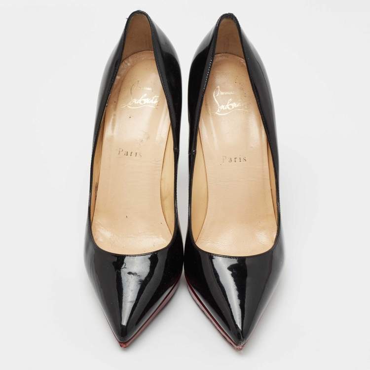 Pre Owned Christian Louboutin Black Patent Leather Pigalle Plato Pumps Size 39