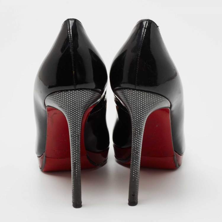 Pre Owned Christian Louboutin Black Patent Leather Pigalle Plato Pumps Size 39