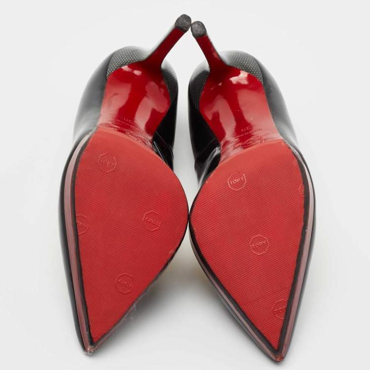 Pre Owned Christian Louboutin Black Patent Leather Pigalle Plato Pumps Size 39