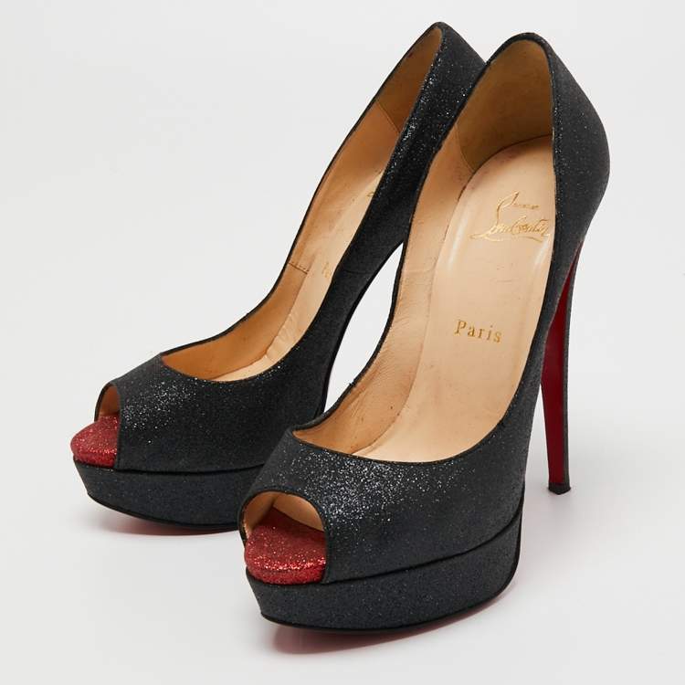 Christian louboutin 2024 black glitter heels