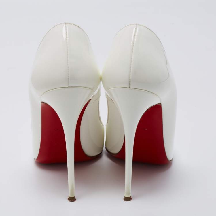 Pre Owned Christian Louboutin White Patent Leather Pigalle Pumps Size 38