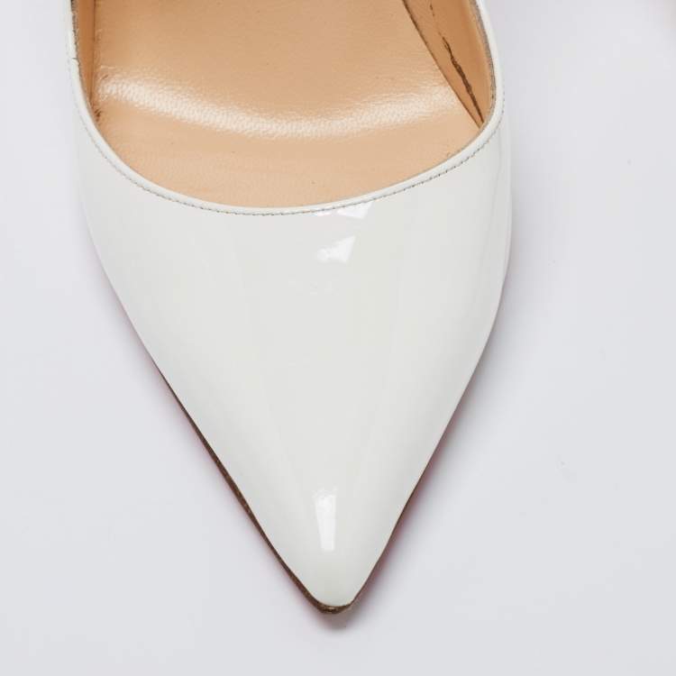 Pre Owned Christian Louboutin White Patent Leather Pigalle Pumps Size 38