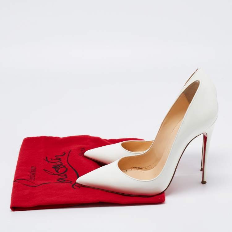 Pre Owned Christian Louboutin White Patent Leather Pigalle Pumps Size 38
