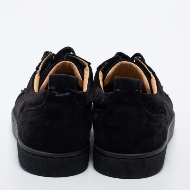 Pre Owned Christian Louboutin Black Suede Louis Junior Spike Sneakers Size 36.5