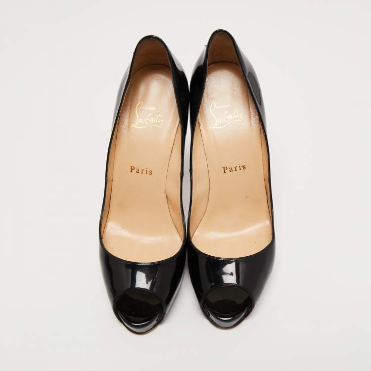 Pre Owned Christian Louboutin Black Patent Leather New Very Prive Pumps Size 38