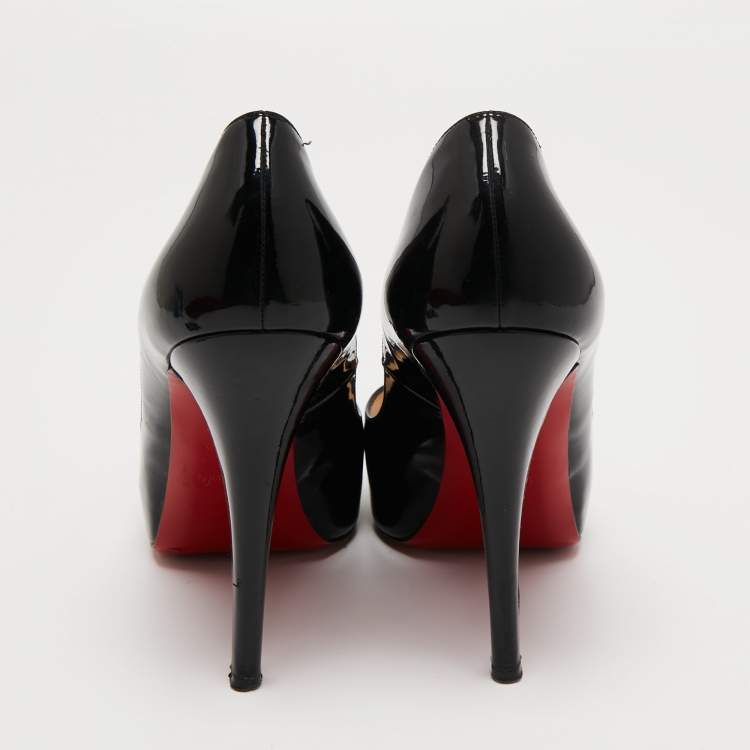Pre Owned Christian Louboutin Black Patent Leather New Very Prive Pumps Size 38
