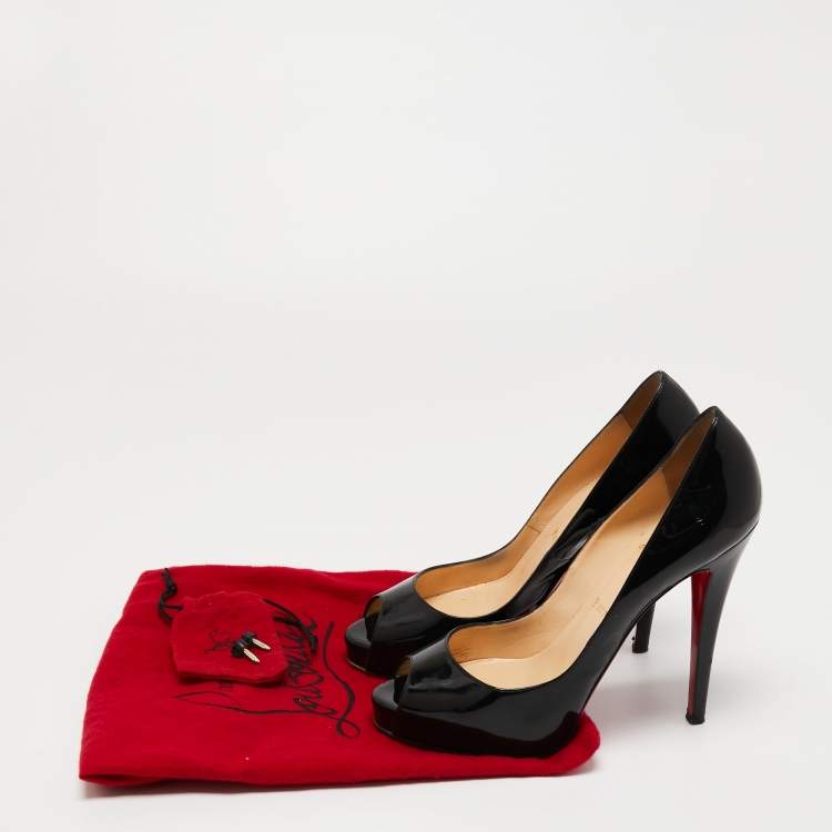 Pre Owned Christian Louboutin Black Patent Leather New Very Prive Pumps Size 38
