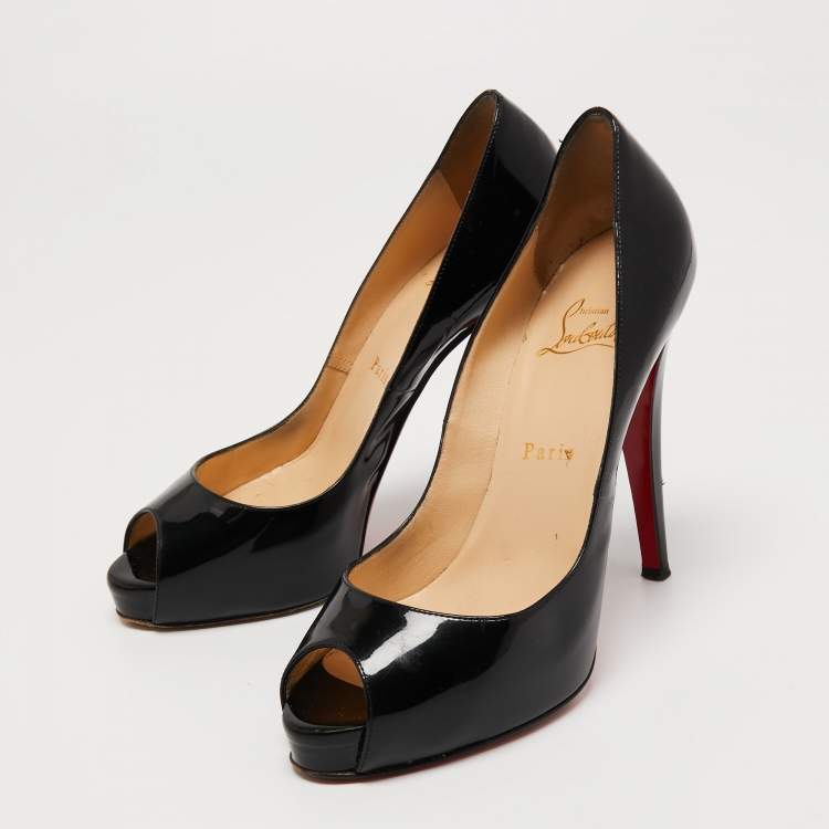 Pre Owned Christian Louboutin Black Patent Leather New Very Prive Pumps Size 38