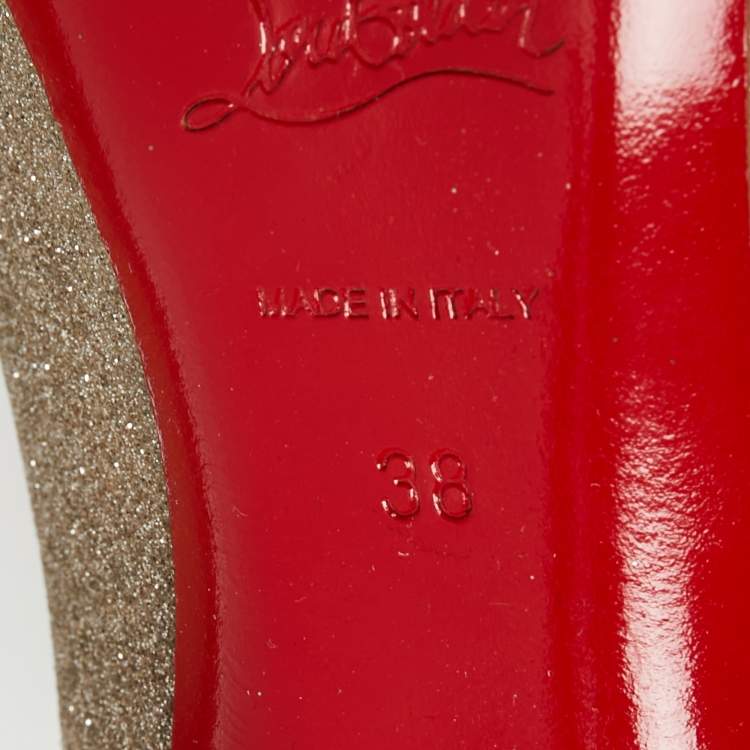 Pre Owned Christian Louboutin Metallic Gold Glitter Fifi Pumps Size 38