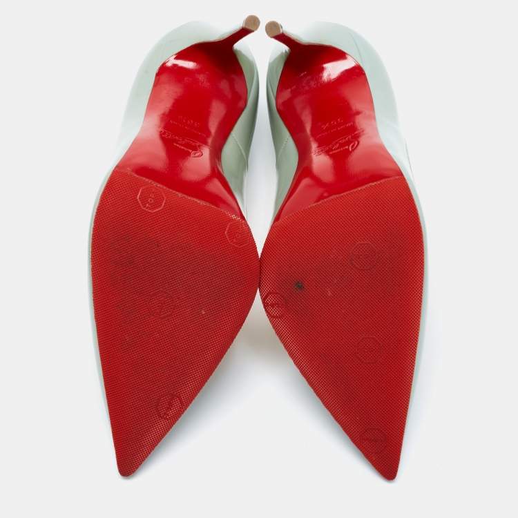 Pre Owned Christian Louboutin Green Patent Leather So Kate  Pumps Size 36.5