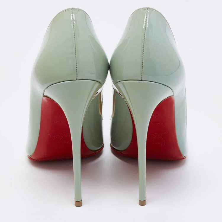Pre Owned Christian Louboutin Green Patent Leather So Kate  Pumps Size 36.5