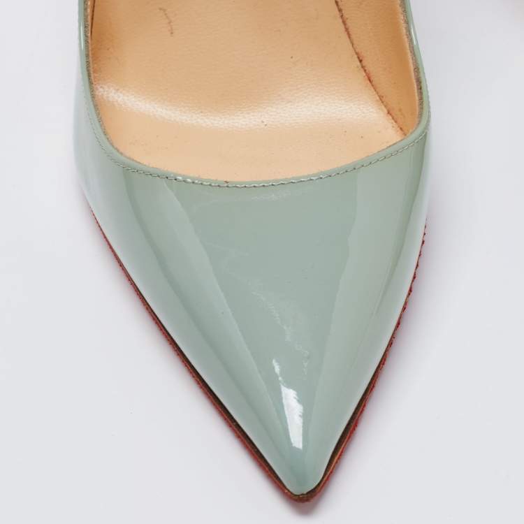 Pre Owned Christian Louboutin Green Patent Leather So Kate  Pumps Size 36.5