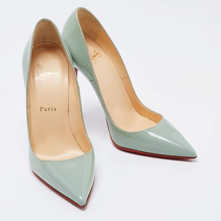 Pre Owned Christian Louboutin Green Patent Leather So Kate  Pumps Size 36.5