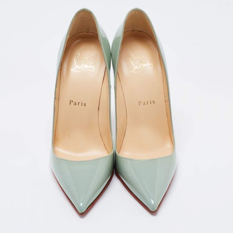 Pre Owned Christian Louboutin Green Patent Leather So Kate  Pumps Size 36.5