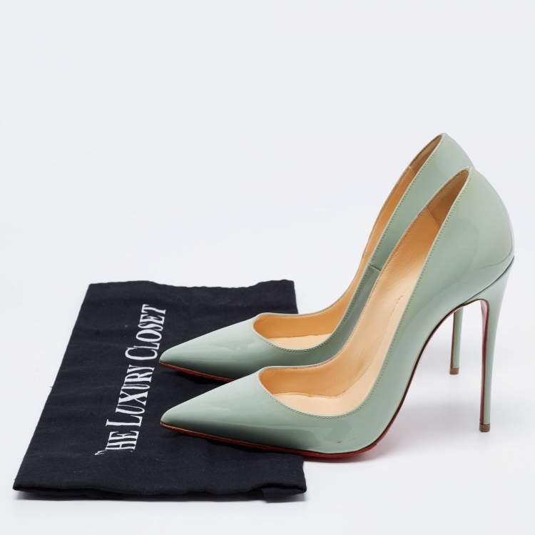 Pre Owned Christian Louboutin Green Patent Leather So Kate  Pumps Size 36.5