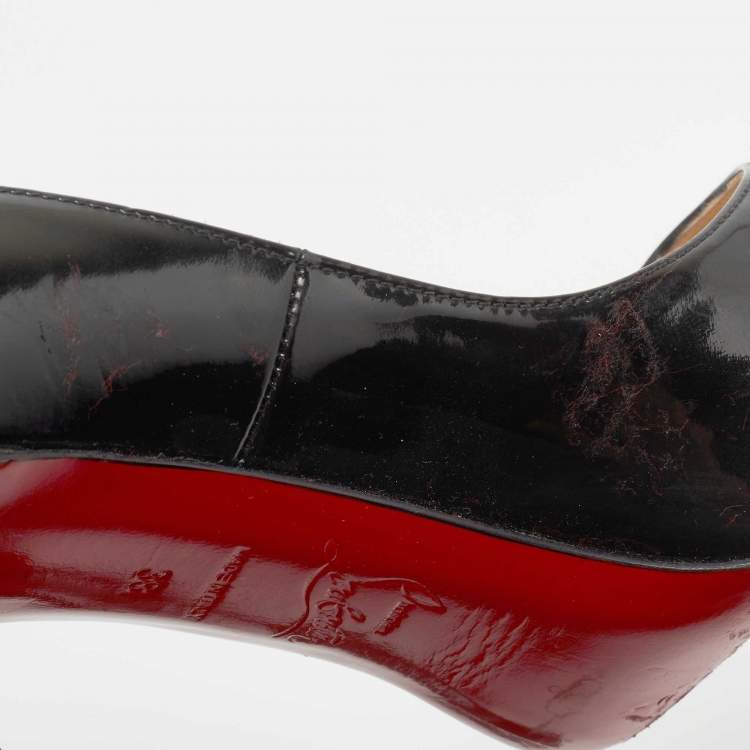 Pre Owned Christian Louboutin Black Patent Leather New Prive Pumps Size 38