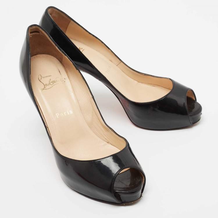 Pre Owned Christian Louboutin Black Patent Leather New Prive Pumps Size 38