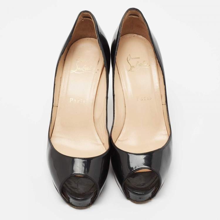 Pre Owned Christian Louboutin Black Patent Leather New Prive Pumps Size 38