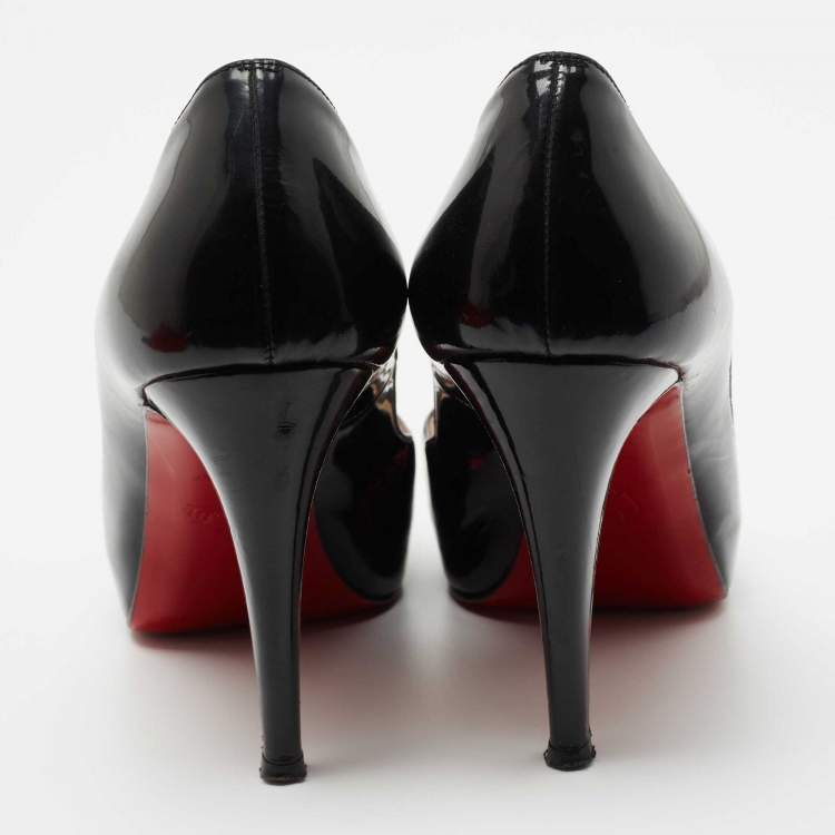 Pre Owned Christian Louboutin Black Patent Leather New Prive Pumps Size 38