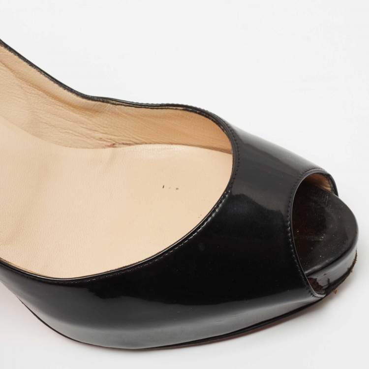 Pre Owned Christian Louboutin Black Patent Leather New Prive Pumps Size 38