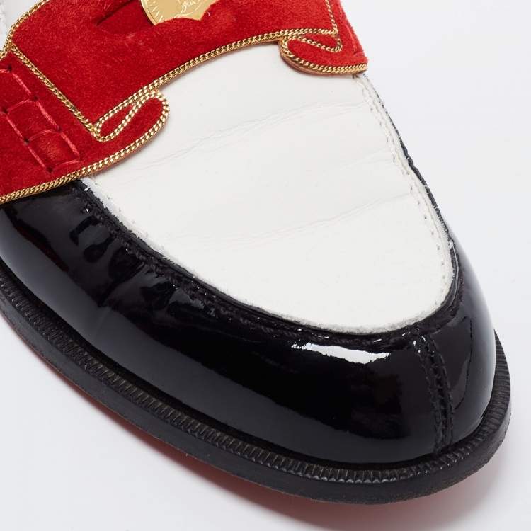 Pre Owned Christian Louboutin Multicolor Patent Leather Monono Flat Loafers Size 36.5