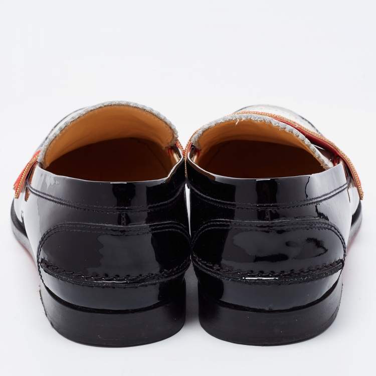 Pre Owned Christian Louboutin Multicolor Patent Leather Monono Flat Loafers Size 36.5
