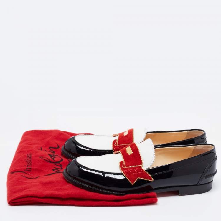 Pre Owned Christian Louboutin Multicolor Patent Leather Monono Flat Loafers Size 36.5