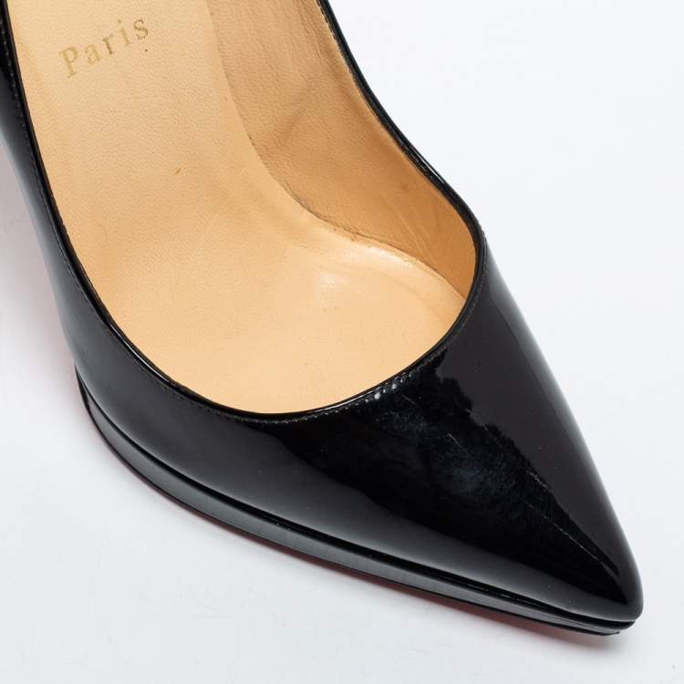 Pre Owned Christian Louboutin Black Patent Leather Pigalle Plato Platform Pumps Size 38