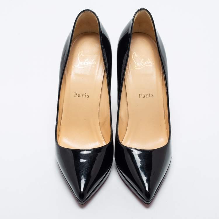 Pre Owned Christian Louboutin Black Patent Leather Pigalle Plato Platform Pumps Size 38