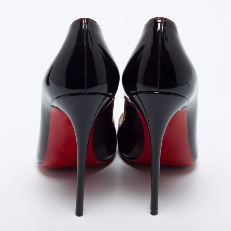 Pre Owned Christian Louboutin Two Tone Patent Leather Kate Pumps Size 35.5