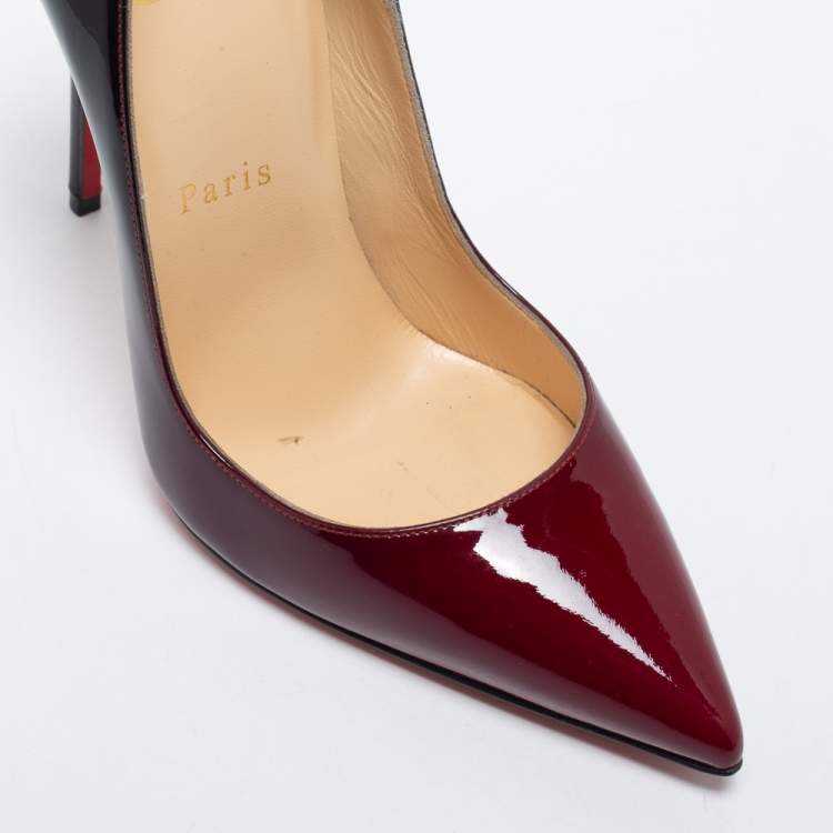 Pre Owned Christian Louboutin Two Tone Patent Leather Kate Pumps Size 35.5