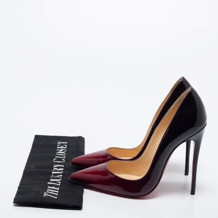 Pre Owned Christian Louboutin Two Tone Patent Leather Kate Pumps Size 35.5
