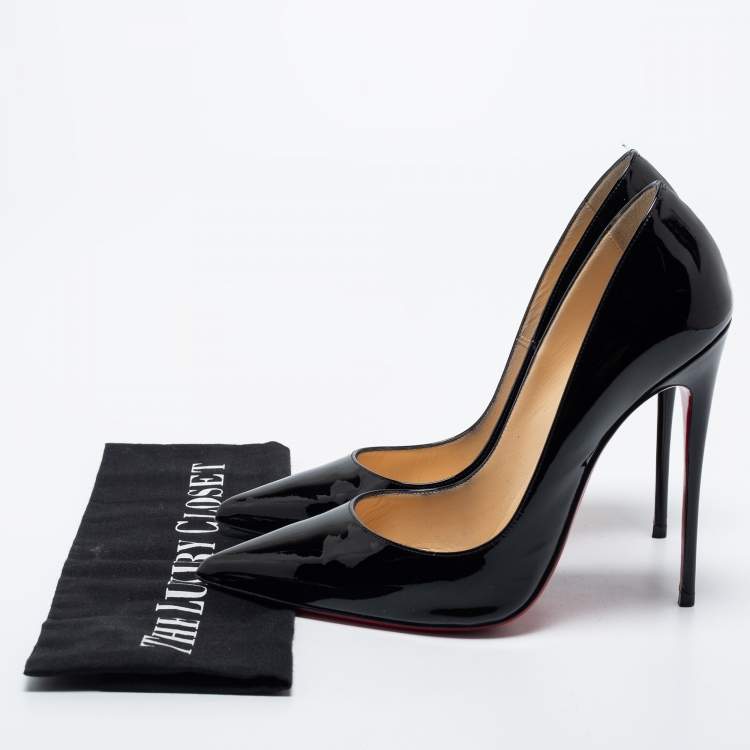 Pre Owned Christian Louboutin Black Patent Leather So Kate Pumps Size 38.5
