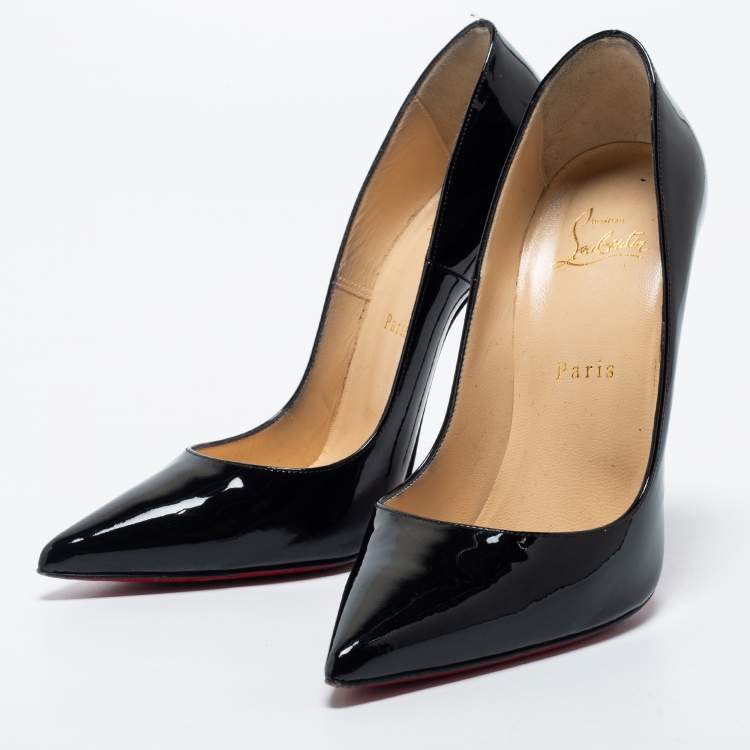 Pre Owned Christian Louboutin Black Patent Leather So Kate Pumps Size 38.5