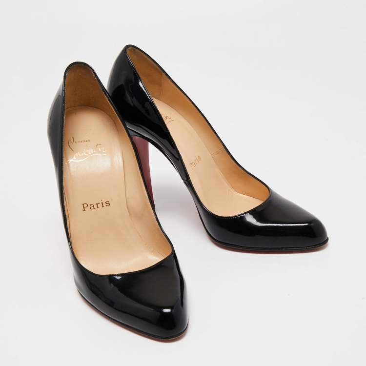 Pre Owned Christian Louboutin Black Patent Leather Ron Ron Pumps Size 38