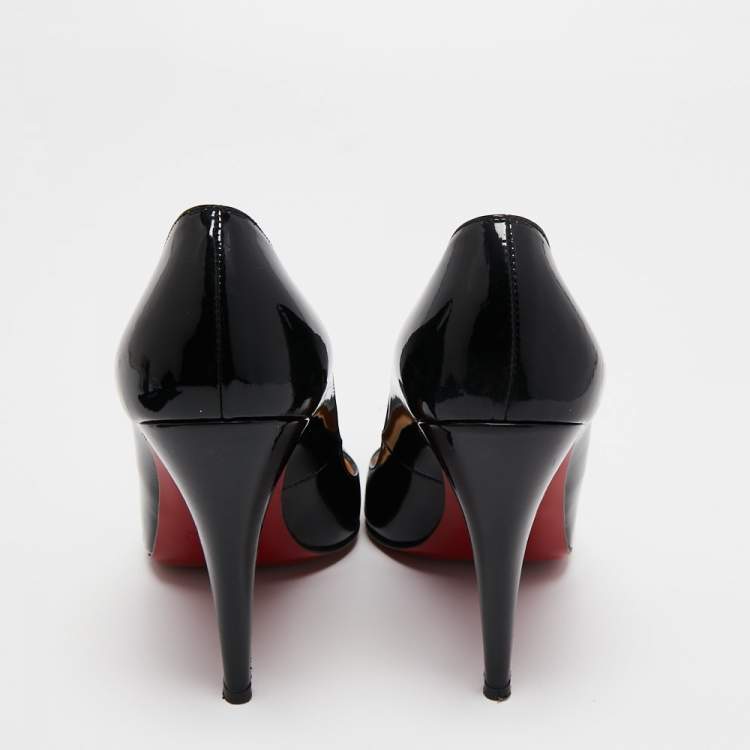 Pre Owned Christian Louboutin Black Patent Leather Ron Ron Pumps Size 38