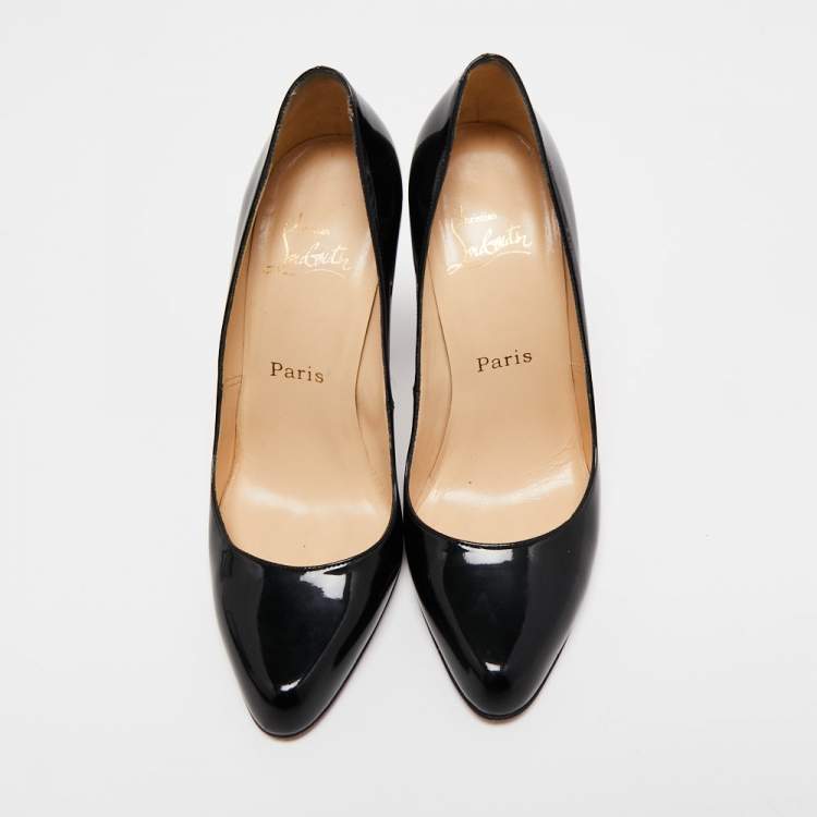 Pre Owned Christian Louboutin Black Patent Leather Ron Ron Pumps Size 38